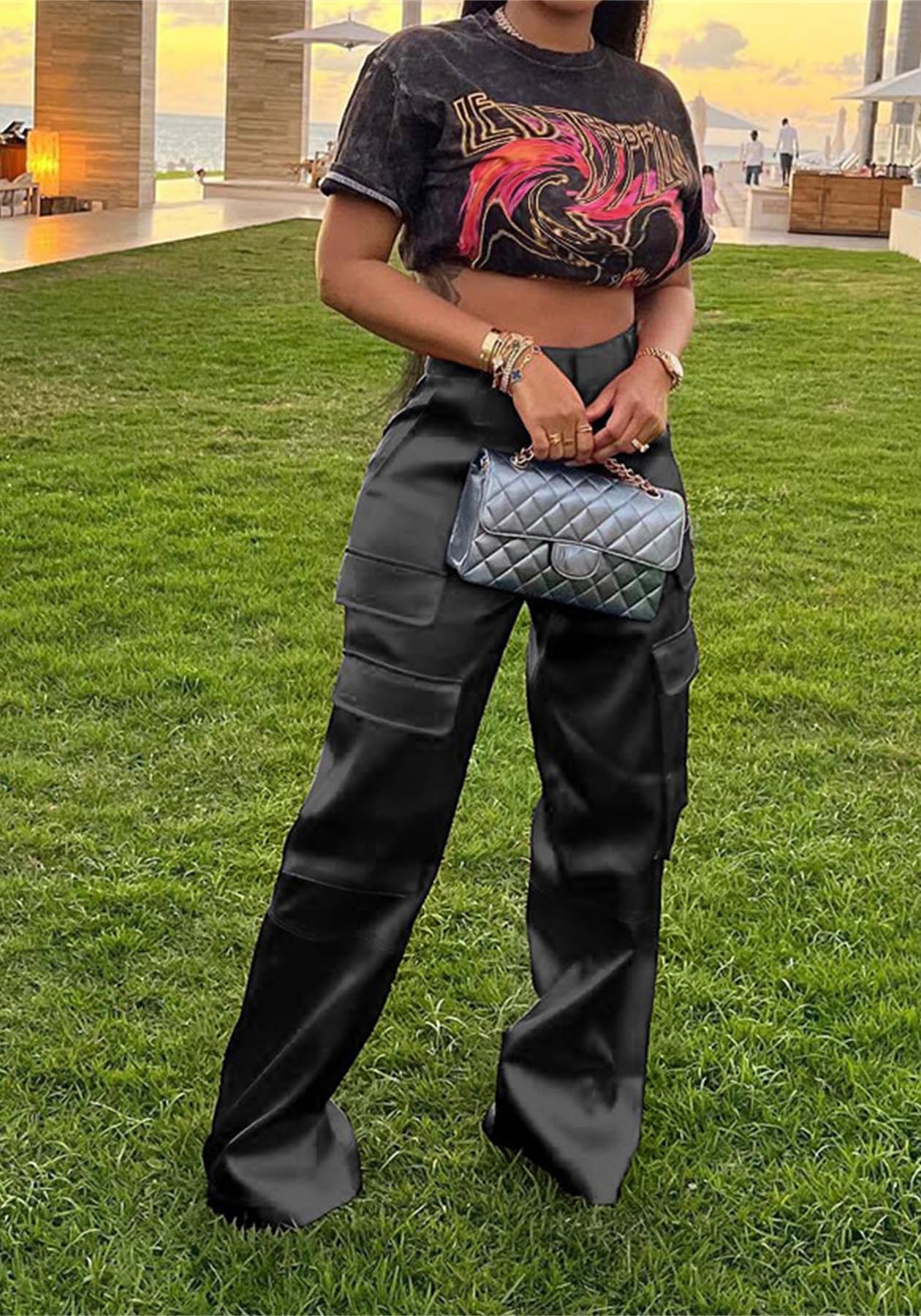 The It Girl Collection, Stylish Comfortable High Waist Cargo Pants