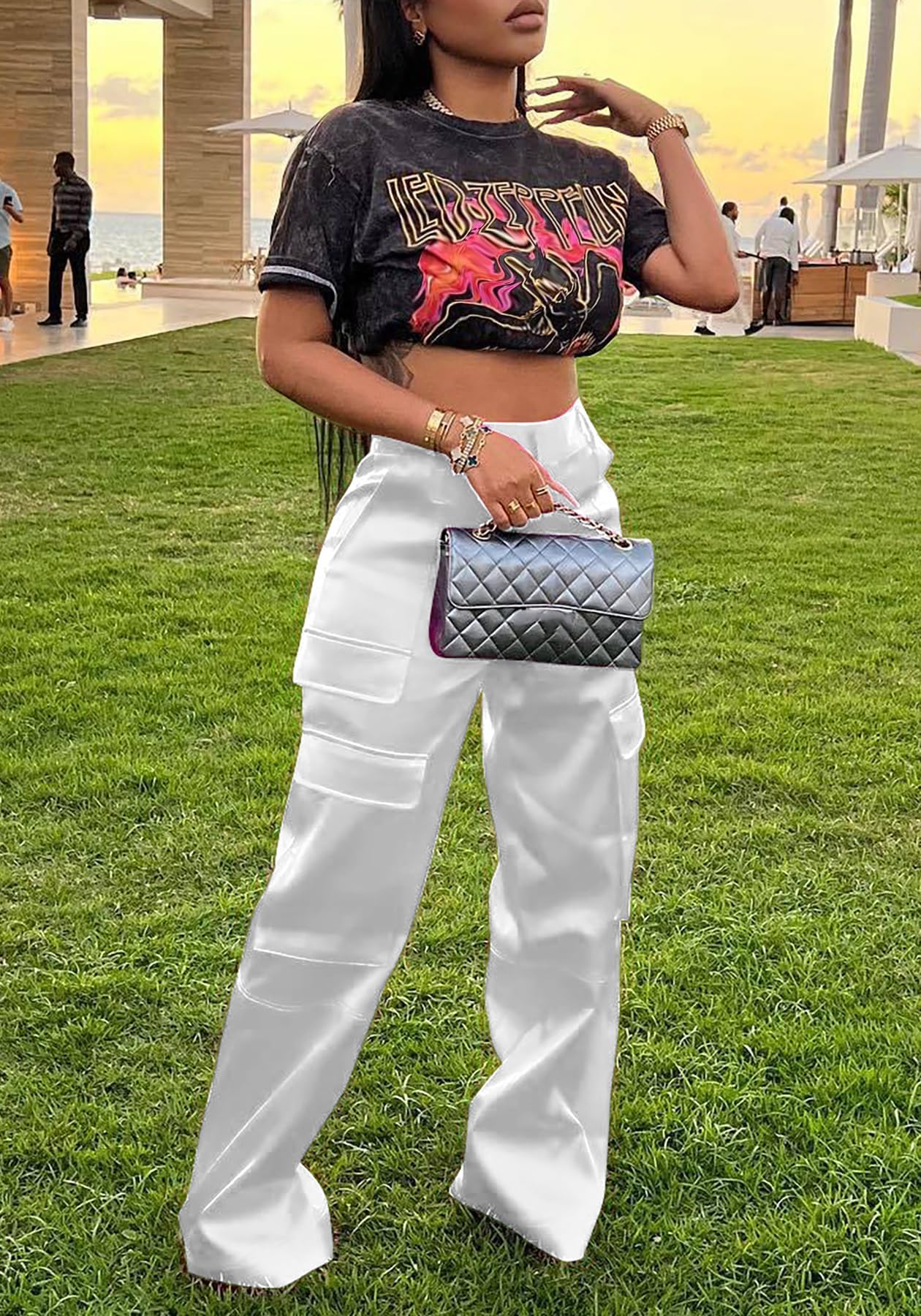 The It Girl Collection, Stylish Comfortable High Waist Cargo Pants
